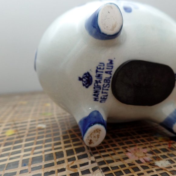 Delft Blauw Piggy Bank Windmill Porcelain 4" - Picture 7 of 9